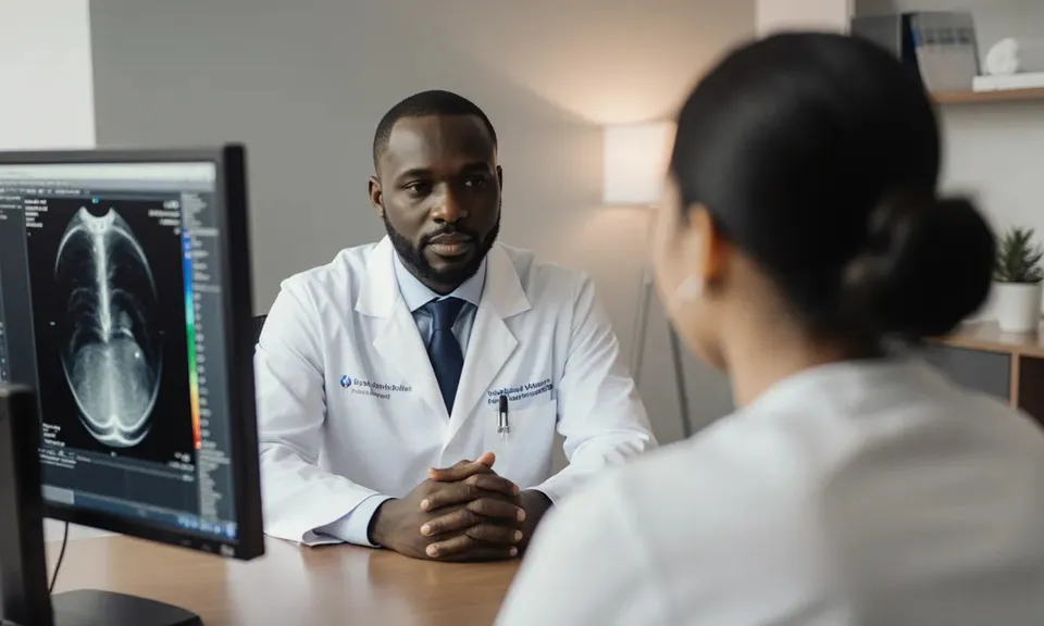 Dr. Medani consulting with a patient